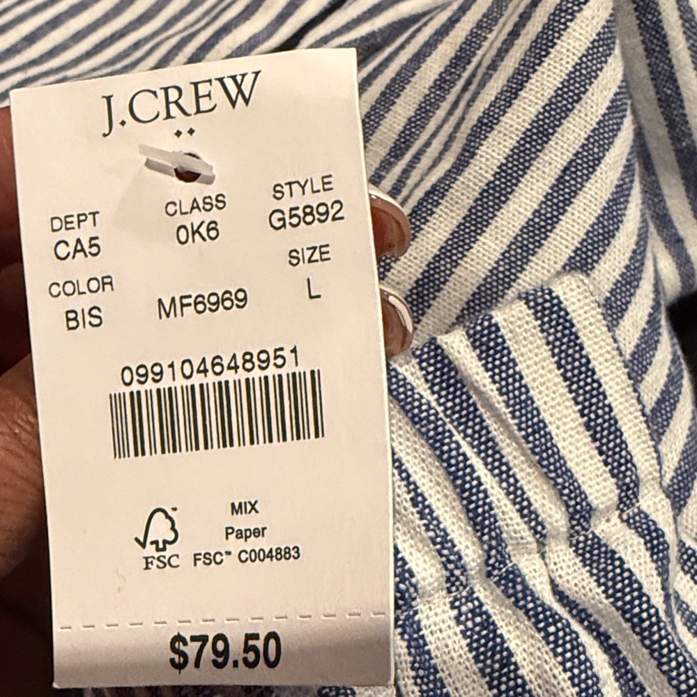 J. Crew Navy and White Striped A-Line Skirt - Picture 5 of 5
